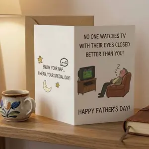 No One Watches TV with Their Eyes Closed Better than You Dad Nap Card with Envelope - Funny Double-Sided Father’s Day Card for Dad Husband Grandpa Stepdad - Happy Father's Day Greeting Cards