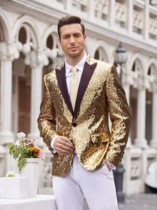 Men's Sequin Blazer Sparkly Glitter Jacket, Shiny Suit Jacket for Party, Wedding, Banquet, Prom, Stylish Tuxedo, Party Costume