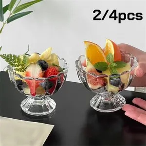 Transparent Glass Ice Cream Bowls with Sakura Spoons, Reusable Dessert Bowls for Restaurants, Kitchens, Holidays, Weddings