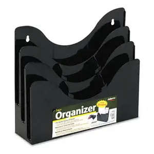 212 MAIN 3-Tier Document Organizer with Dividers - Black Horizontal Rack, Open Ends, Patented Ribs, Indoor Use