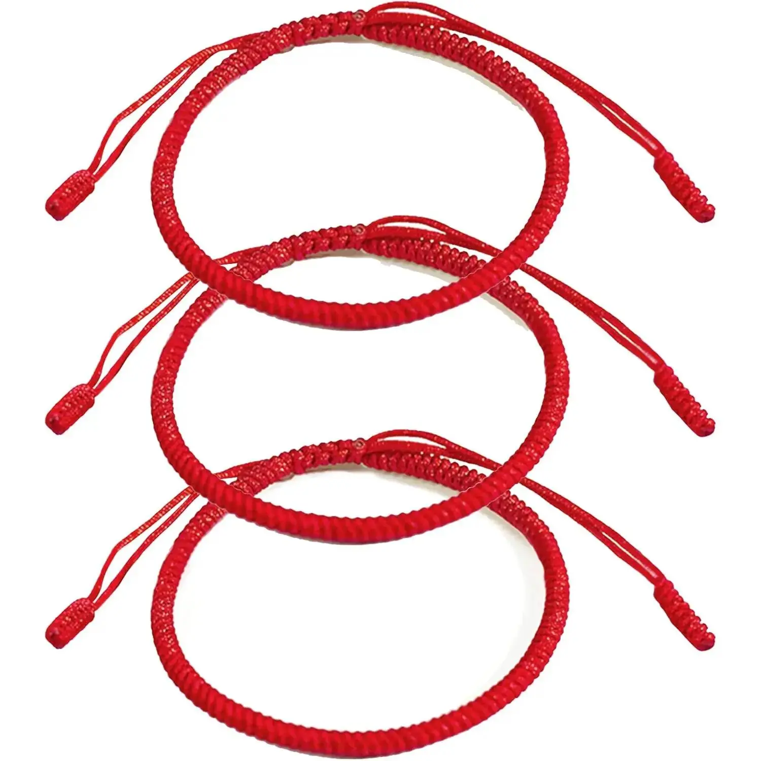 3PCS Handmade Tibetan Buddhist Lucky Bracelet Red Rope Bracelet Red Color Bracelets Matching Bracelets
