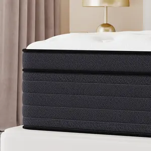 MULINATURE 10" 12" 14" Twin Full Queen King Mattress Hybrid Memory Foam Pocket Spring Mattresses Medium Firm Bed in Box Breathable Body Support Aesthetic White Comfortable sleep