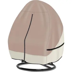 Patio  Egg Chair Cover - 600D  Outdoor Double Seat Wicker Swing Egg Chair with Stand Protector, Light Tan & Khaki