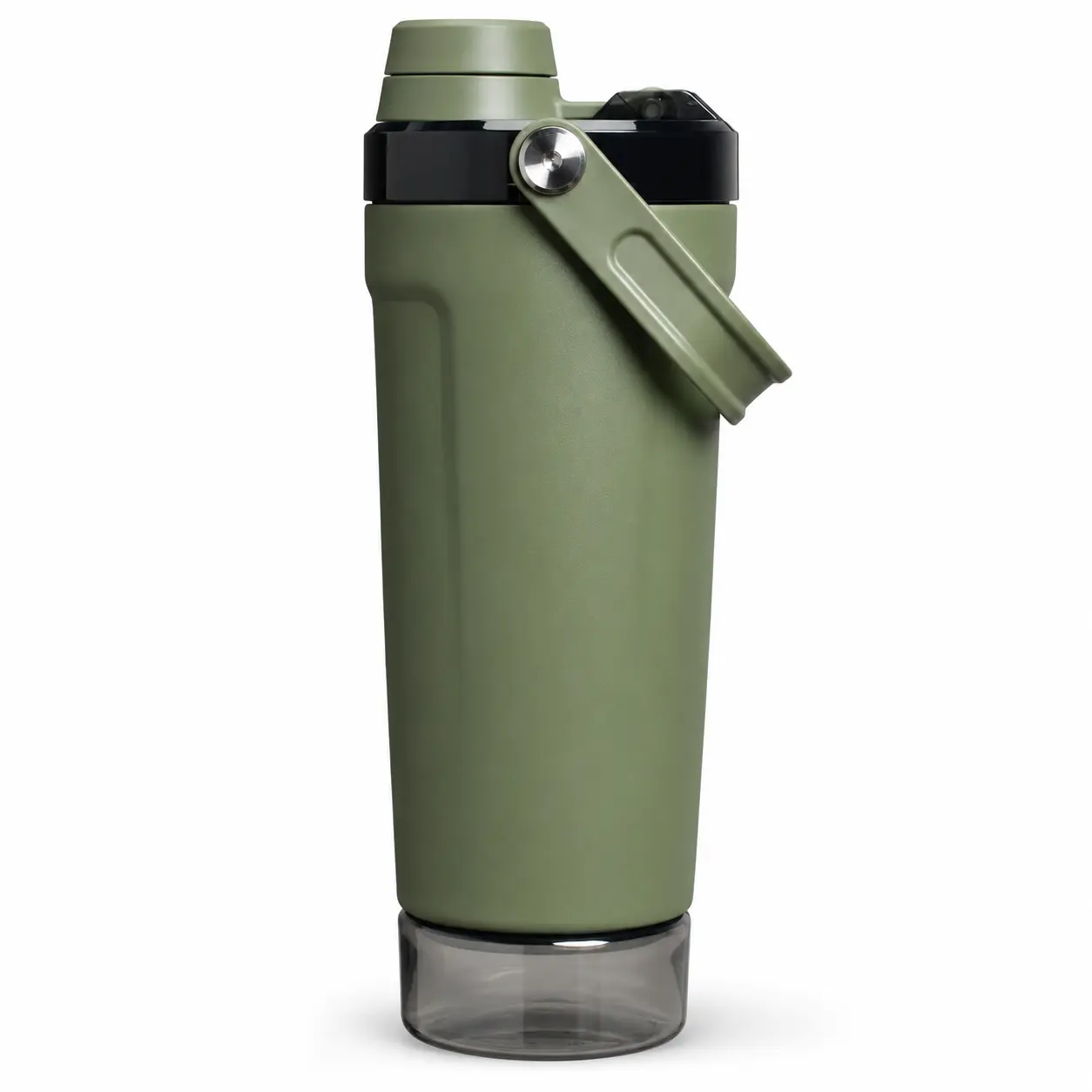 20 oz Stainless Steel Shaker Bottle with Twist Lid, Bottom Storage Cup, Carry Handle, Mixing Insert, Wide Opening, Reusable Drink Bottle for Gym, Travel, Office and Daily Use