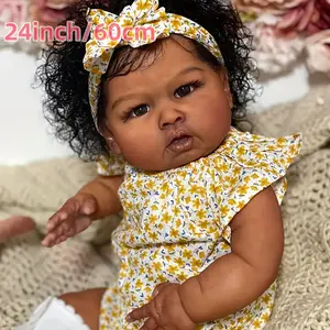 24inch Realistic Bionic Girl Doll - Hand-painted 3D Light Beige Curly Hair, Soft Touch, Suitable for Play and Collection - Includes Clothing and Accessories