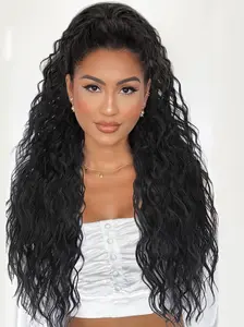 Claw Long Wavy Ponytail Extension Black 30 Inch Curly Pony Tail Clip in Hair Extensions for Women fluffy Natural Looking Synthetic Hairpiece for Daily Use