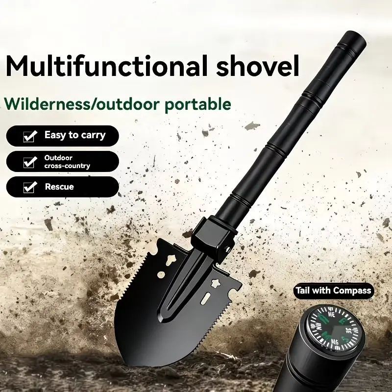 Portable Folding Shovel, Ergonomic Handle, Durable Metal, Ideal for Camping, Hiking, Backpacking, Hiking Essentials, Camping Supplies, Essential Outdoor Gear, Survival Tools