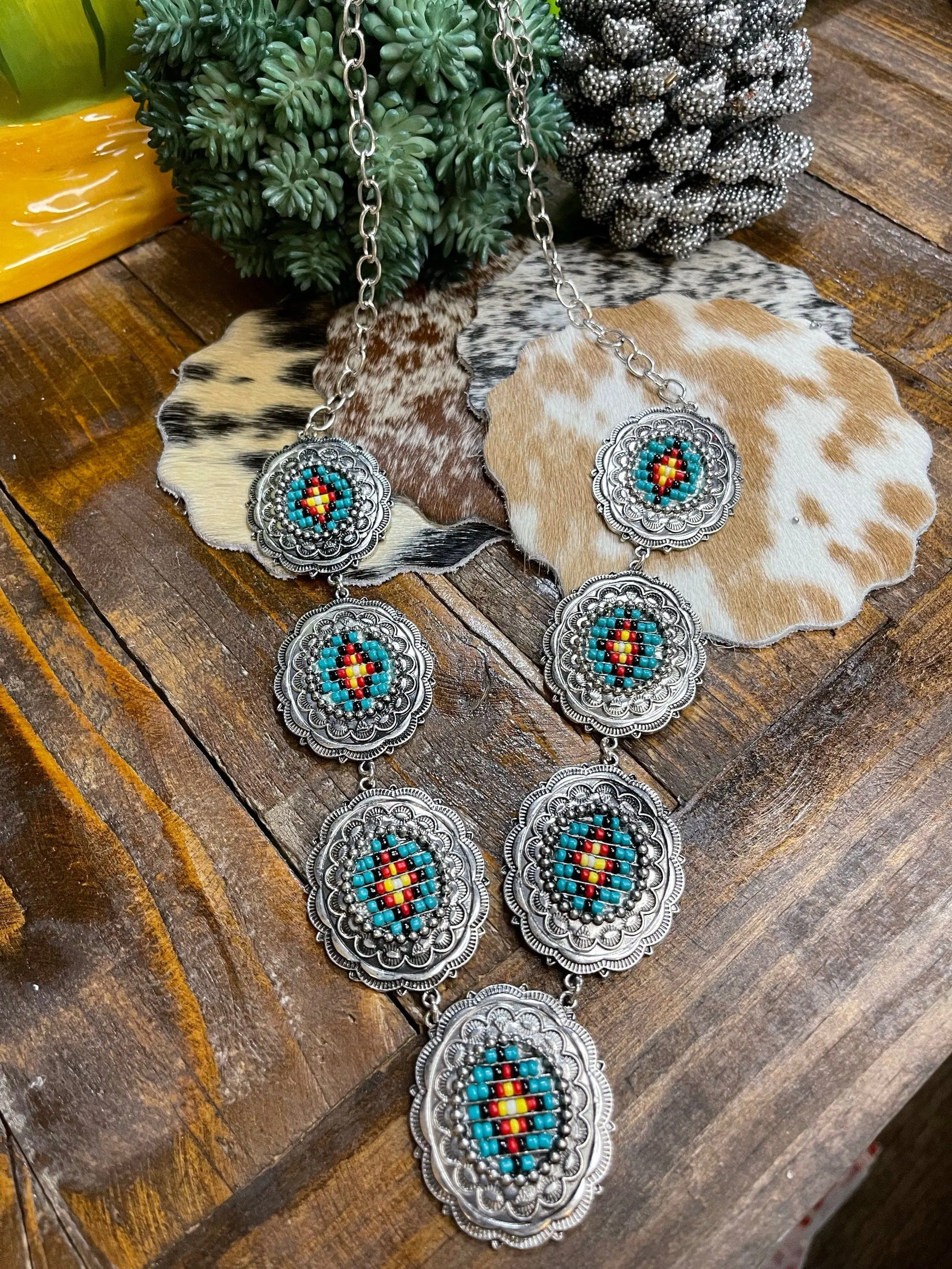 Navajo Southwestern beaded concho necklace