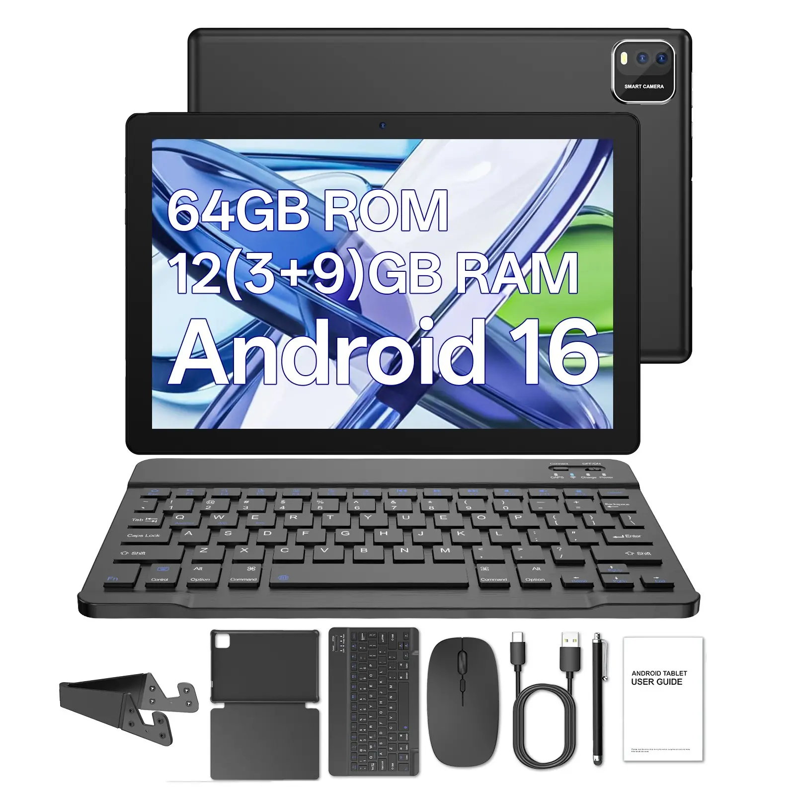 Android Tablet PC Set, 10.0 Inch, 12gb RAM + 64GB Storage, Keyboard, Mouse, Leather Case, Touch Pen, Stand, 6000mah Battery, WiFi, Bluetooth-compatible, Wireless Tablet, Tablet with Keyboard, Android Tablet Computer