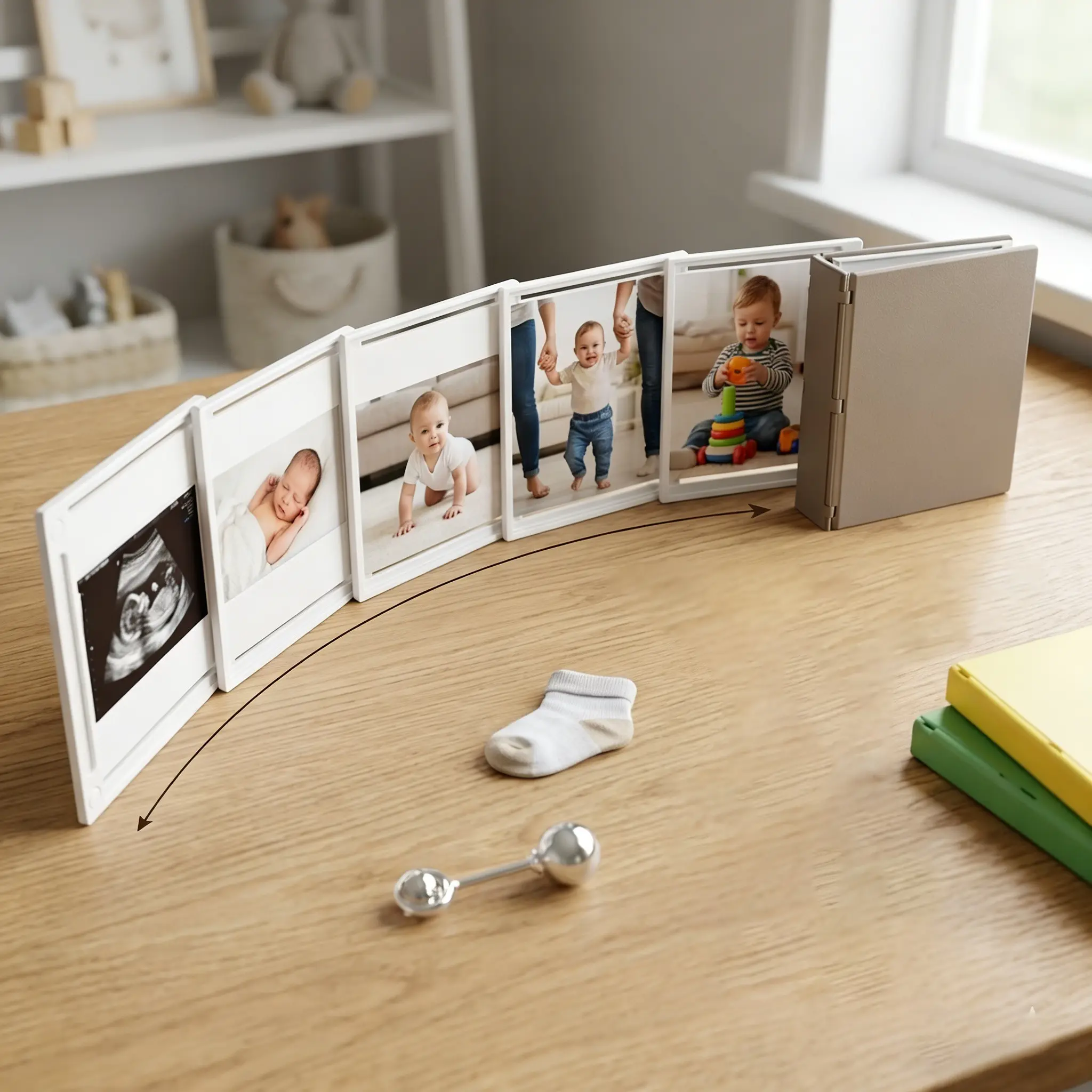 Foldable Photo Frame, Creative Book Style Picture Frame, 3D Printed Desktop Display, Pull-Out Swap Frame, Invisible Book Frame
