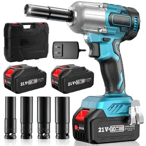 1/2 Cordless Impact Wrench,3-In-1 High Torque Impact Gun With 2x 3000mah Li-Ion Battery,5 Impact Sockets,8 Drills,10 Screws And Tool Case,Impact Tools For Car Lug Nuts