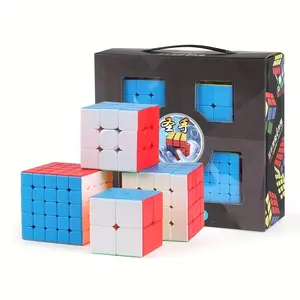 Speed Cube Set of Four Pieces, Durable Puzzle Toy for Kids & Adults, Ideal Gift for Competitors & Beginners, Enhance Problem-Solving Skills, Speedcube