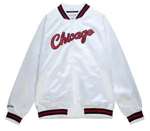 Men's Mitchell & Ness NBA Chicago Bulls White Lightweight Satin Jacket