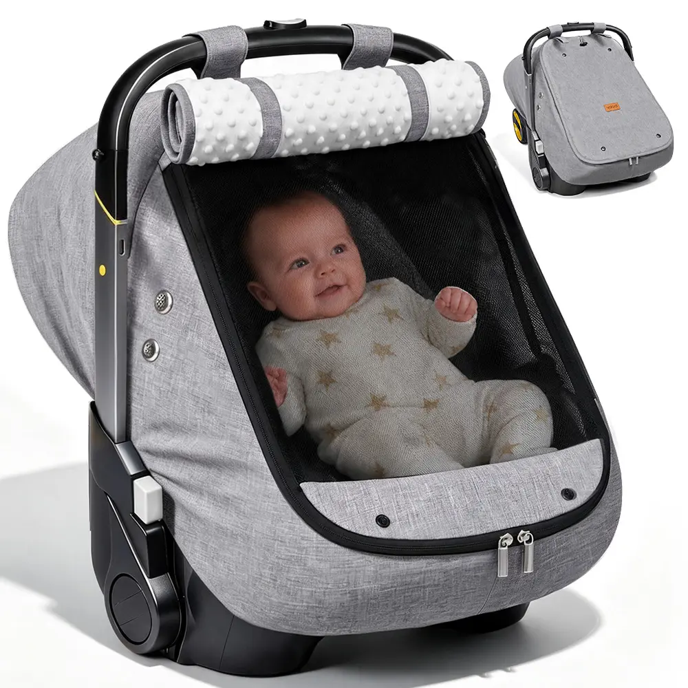 Stroller Rain Cover & Car Seat Canopy - Waterproof, Cold-Resistant, Easy-to-Install Baby Travel Accessory for 6-9 Months Infants, Cozy Warm Rain Cover Stroller Accessories