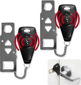 Portable Door Lock with  (2 Pack) | Hotel Door Locks for Travelers  | Loud 130dB Door  Device for Hotel Room, Apartment , & Travel Safety Inside