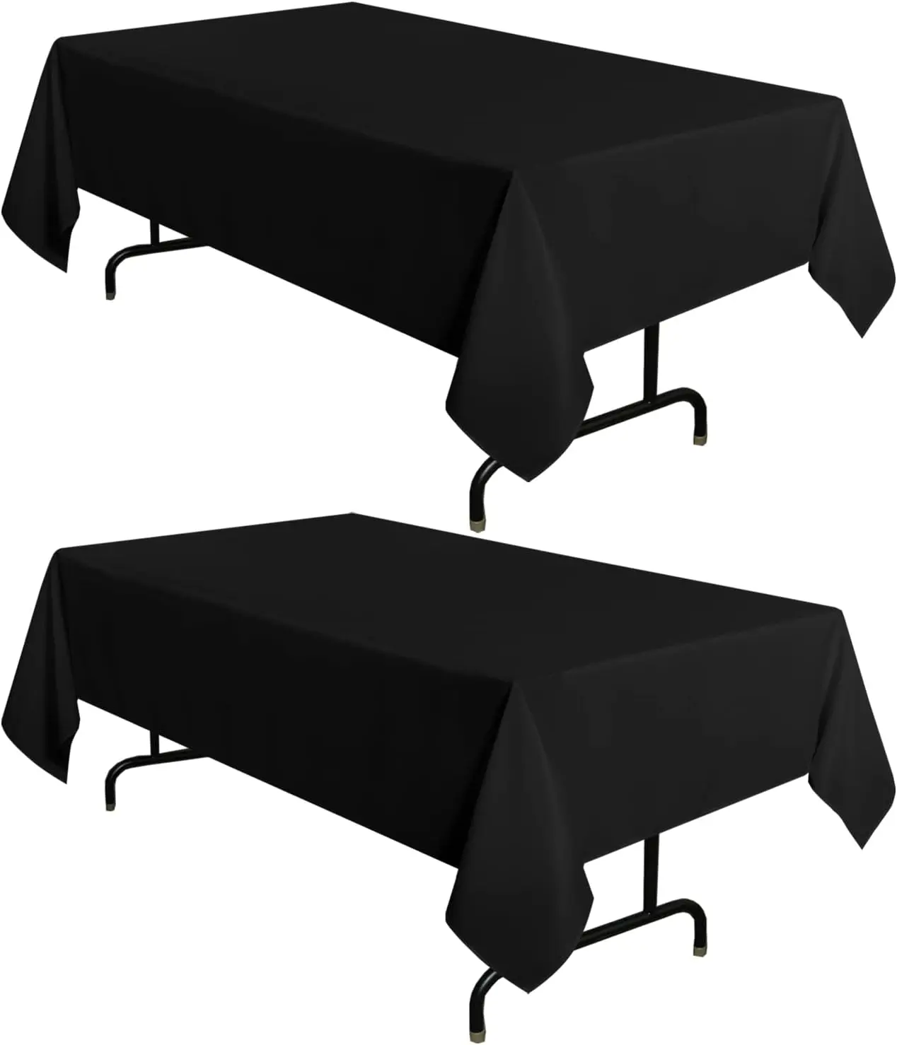 2 Pack White/Black Tablecloth 60 x 102 Inch Rectangle 6 Feet Stain & Wrinkle Resistant Washable Polyester Cover for Dining Buffet Parties Camping