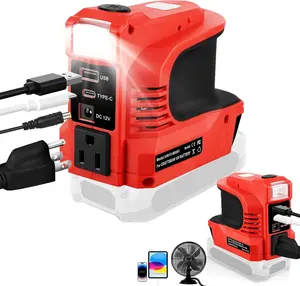 220W Power Inverter for Craftsman 20V, DC 20V to AC 110-120V Battery Inverter, 20 Volt Battery Powered Portable Power Source Supply Charger Adapter with USB&Type-C&AC Outlet&LED Light