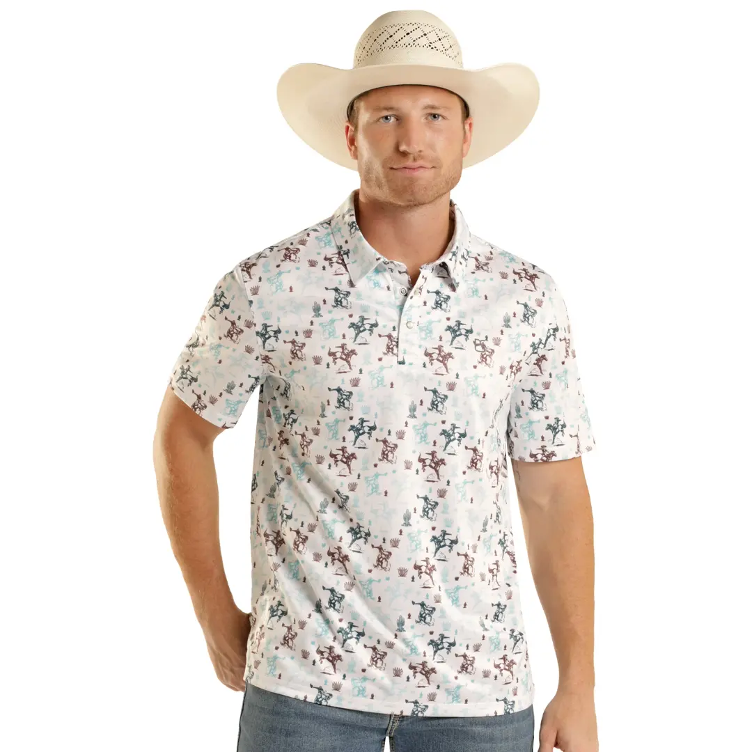 Panhandle Slim Men's Cowboy Novelty Polo Shirt TM51T08992