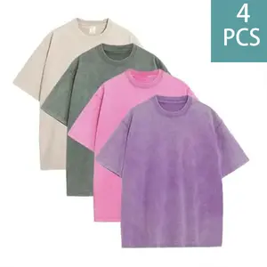 4 Pack Vintage Washed Loose Fit Short Sleeve Tee Multicolor Combo Streetwear Casual graphic tee t shirts for men 90s graphic tees Set Tshirt t shirt t shirt for men good graphic tees men graphic tees trendy t-shirts