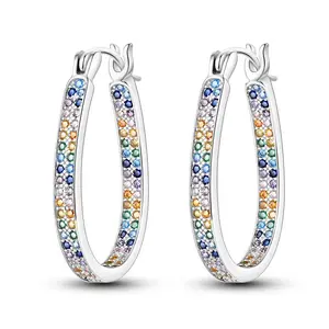 MULA Dazzling Large Teardrop Earrings - Tarnish-Free Rainbow Hue Zirconia, Silver-Plated/White Gold-Plated, Modern Artistic Elegant Women's Costume Jewelry Gift for Birthdays, Holidays, Dazzling Earrings