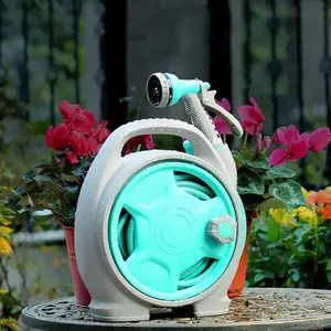 Retractable Garden Hose Reel - 50FT, Lightweight & Portable Hose Reel with 6 Patterns Spray Nozzle, Auto Spray Lock - High-Pressure Hose, Space-Saving Wall Mount, Versatile Watering, Cleaning, Garden Watering Sprinkler, and More