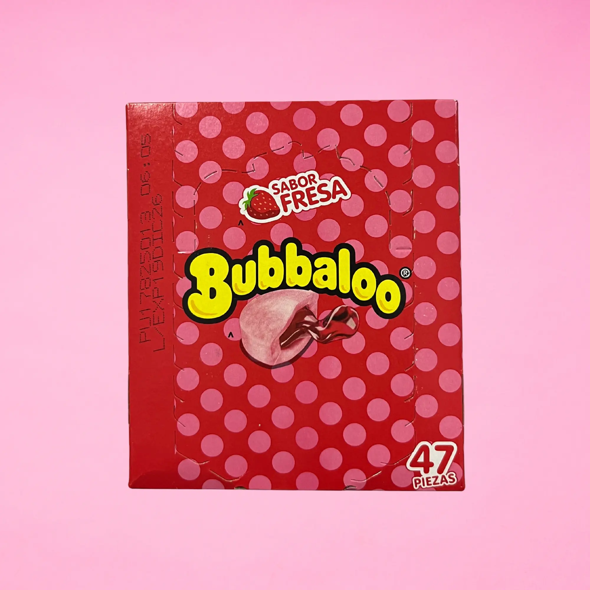 Bubbaloo Sabor Fresa, 47-Pack, Strawberry Flavored Gum, Snack Mexican Candy Dulces Mexicanos Sweet Chicle Chewy Juicy Strawberry Filt Liquid