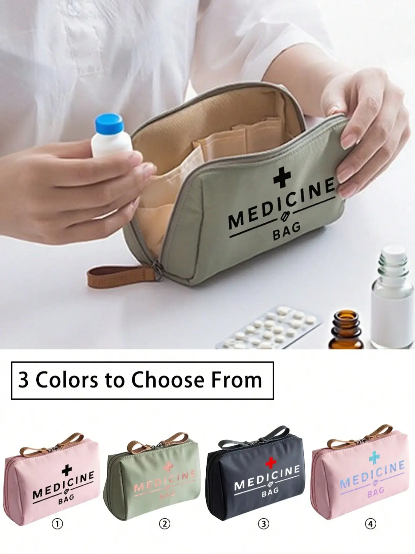 A portable medicine bag, a compact pillbox and first-aid kit, Travel safety kit, convenient for travel and suitable for daily/outdoor use, an essential medical accessory, emergency kit, Travel friendly kit, Emergency Supplies