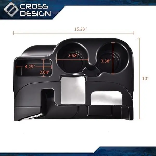 CROSSDESIGN Matte Car Cup Holder, Car Organization Accessory, Fits 2003-12 Dodge Ram 1500, 2500, 3500, Black Center Console Stowing & Tidying Accessory, Car Organization Accessories