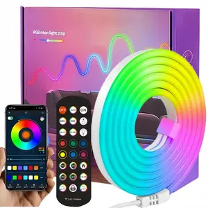 1 Piece RGB LED Neon Rope Light, Vibrant RGB Lighting, 118.11 Feet (3 Meters), Music Sync APP/remote Control, DIY Game Room Decor, Indoor Decoration, RGB LED Lights