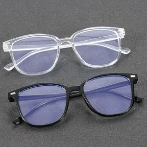 2 pairs of unisex classic square anti-blue glasses, suitable for daily office, playing mobile phones, and daily wear