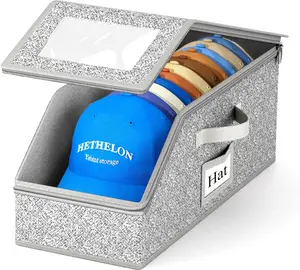 Hat Organizer for Baseball Caps, Hat Storage Holder Container for Closet Hold Up to 12 Caps with Clear Window, Hat Boxes for Home Storage | 1Pcs Grey