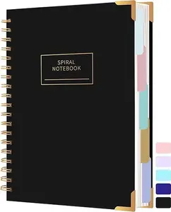 Large Hardcover Spiral Notebook with Dividers Hardcover Spiral Notebook with Tabs 8"x10" Large Spiral Lined Journals for Women with Dividers 240 Pages College Ruled Composition Notebook 5 Subject Notebook for Work, Back to School, Gifts,