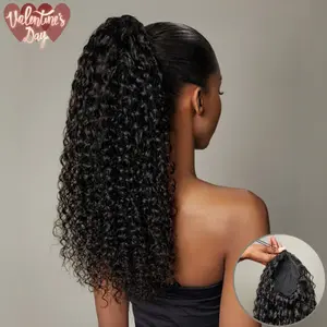 Frodio Ponypop Water Wave Ponytail Hairstyle Full Curly Ponytail 100% Human Hair Extension