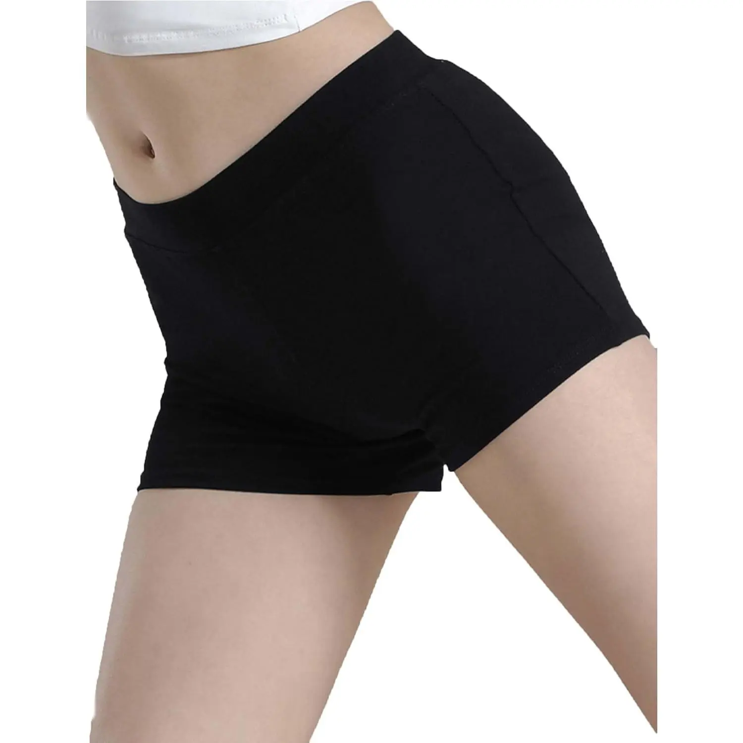 Women's Cotton Blend Dance Shorts, High Waist Ballet Style with Tummy Control and Stretch Recovery for Yoga & Workout, Female, Two Waist Styles