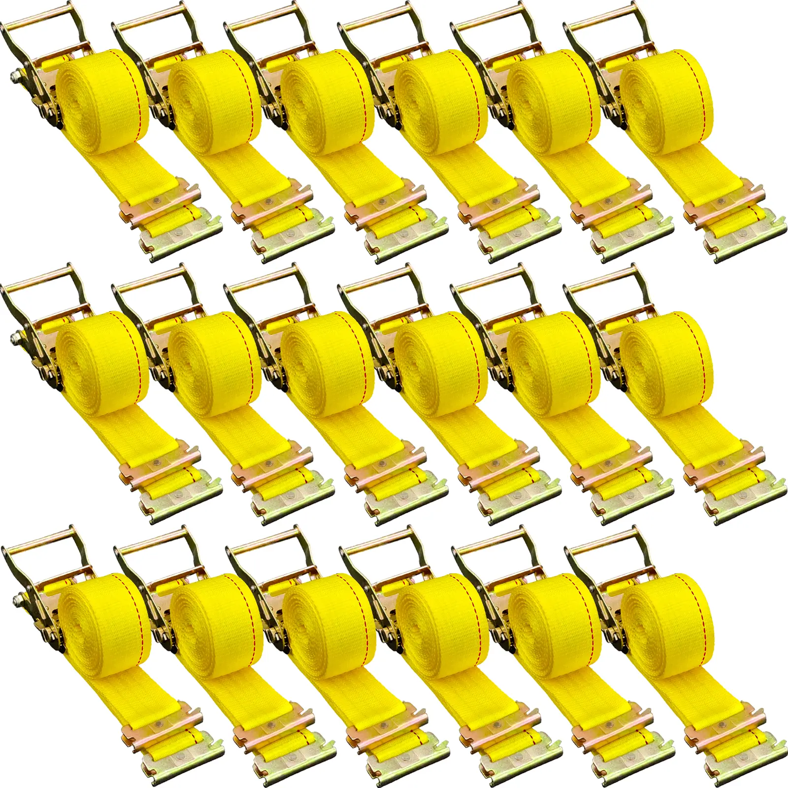 【DealsForYouDays】VEVOR E-Track Ratchet Straps (18PCS), 2"x15' Polyester Webbing Straps with High Tenacity Spring Hooks, 4400 LBS Breaking Strength, 1460 LBS Capacity Note, Durable Tie-Downs for Trailers, Motorcycles, Auto Parts Accessories