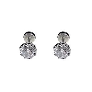 Vintage Gothic Crystal Stud Earrings with Black and White Stones for Elegant and Bold Statement Look