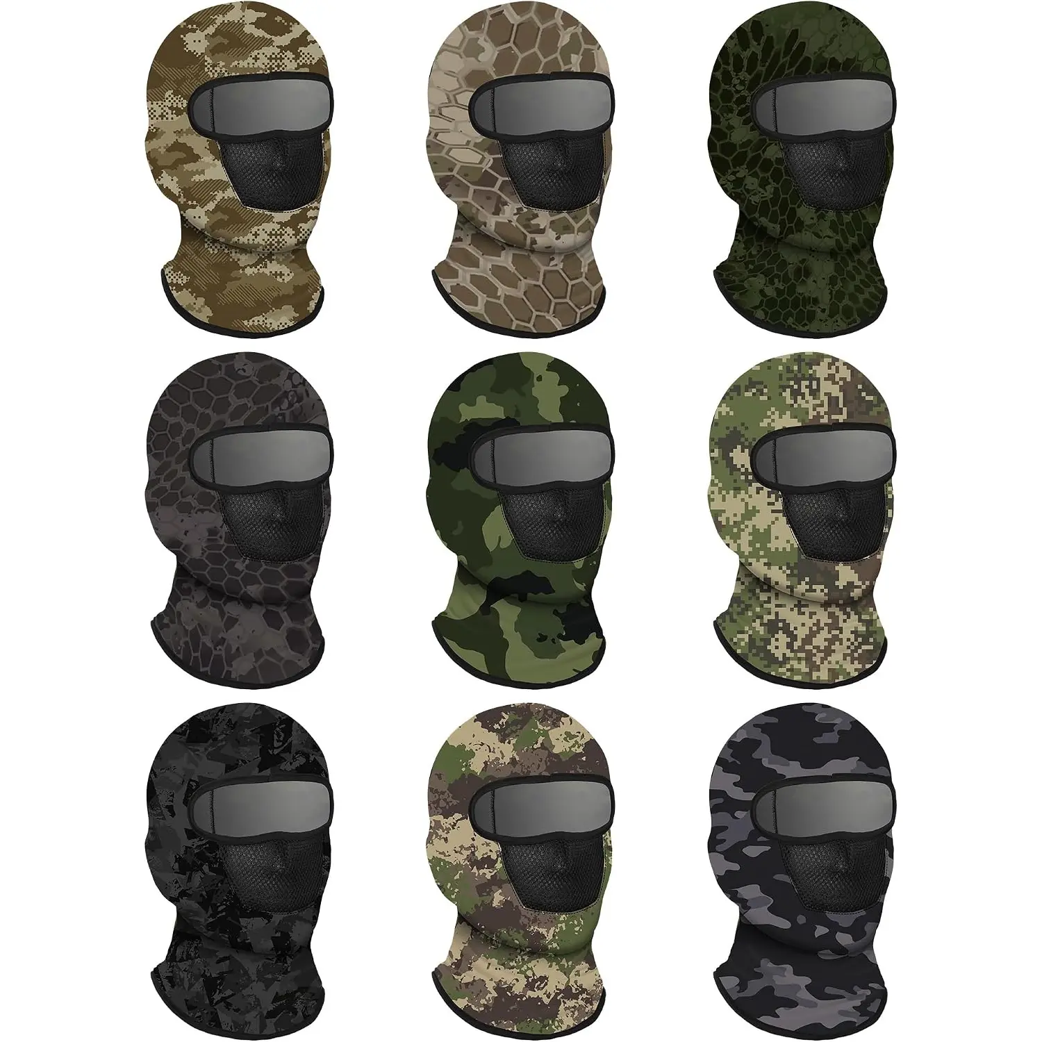 9 Pack Balaclava Ski Mask Breathable Face Cover for Men Women