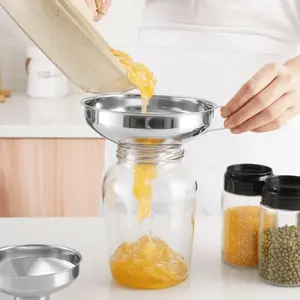 1pc, Thickened Stainless Steel Wide Mouth Funnel, Household Large Diameter Jam Funnel, Kitchen Pour Accessories