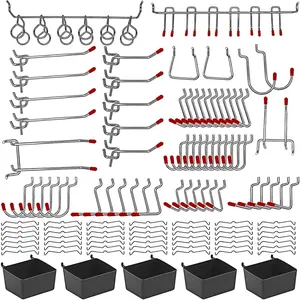 114 count Pegboard Hooks Assortment with Metal Hooks Sets, Pegboard Bins, Peg Locks for Organizing Storage System Tools
