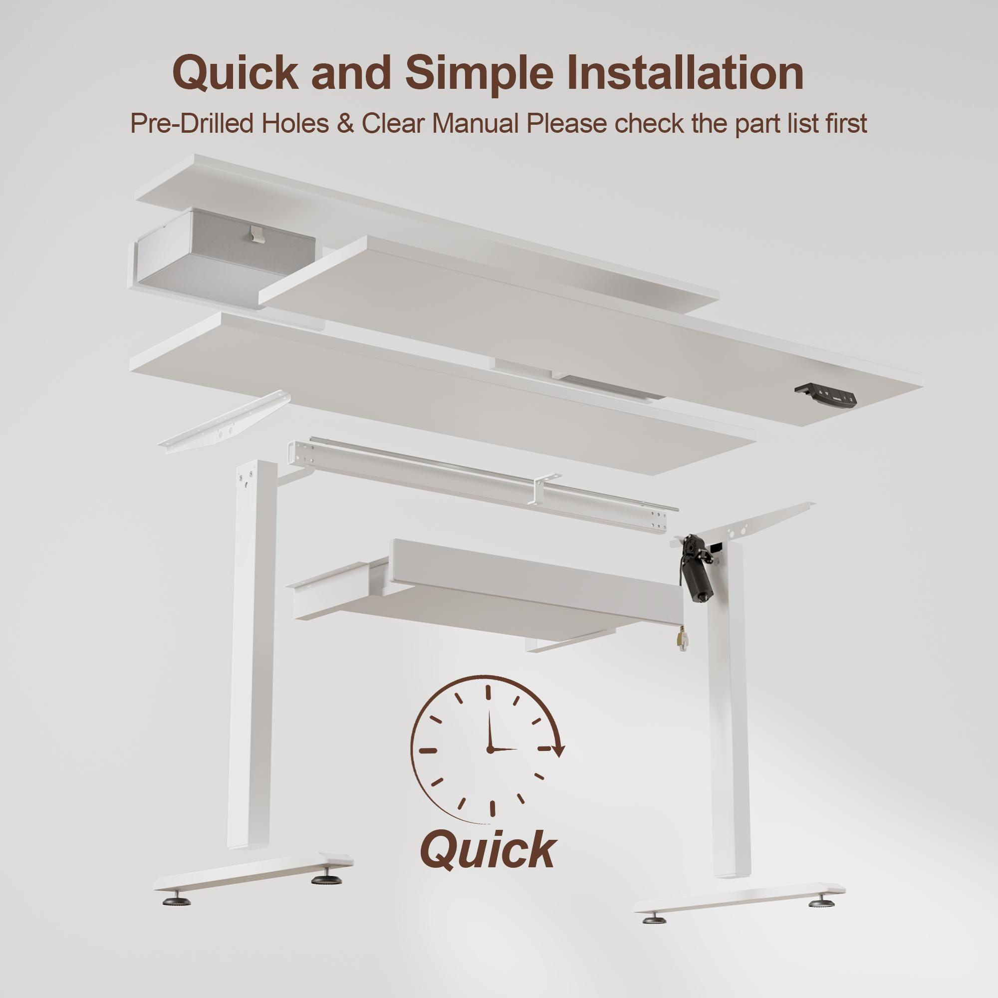 Agilestic Standing Desk with 3 Drawers, Height Adjustable Electric  Sit Stand Up Desk, Computer Workstation with Large Storage Shelf and 2 Hooks,Gaming Desks Gifts for Men and Women,Black/White/Rustic Brown