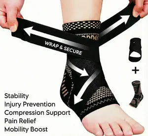 Ankle Brace for Women & Men, Ankle Compression Sleeve Support Copper Infused Ankle Brace for Sprained Ankle, Plantar Fasciitis Sports, Achilles Tendonitis Pain Relief, Copper mus  letape
