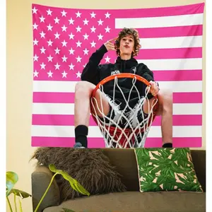 of Nelson American Flag Tapestry, Pink Neumann Funny Flag, Polyester Bedroom Wall Art Tapestry, Dorm Decoration with Free Installation Kit Home Decor Gifts Outdoor Gatherings