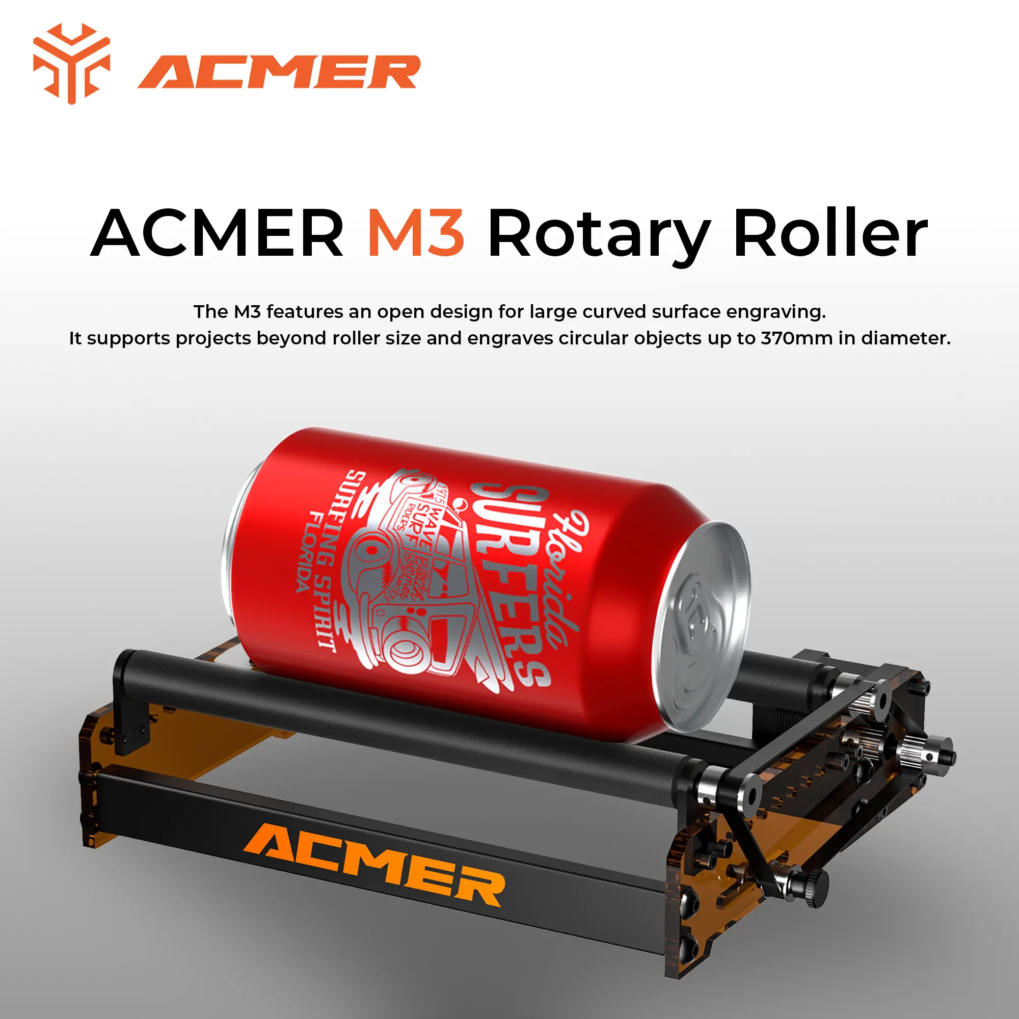 ACMER M3 Laser Rotary Roller Laser Engraver Y-axis Roller 360° Rotating Compatible With Most Laser Engraving And Cutting Machine
