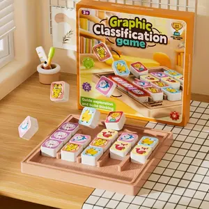 Graphic Classification Game | Cute Pet Matching Board Game | Educational Logical Thinking Training Toy with Wooden Base & Colorful Tiles for Kids