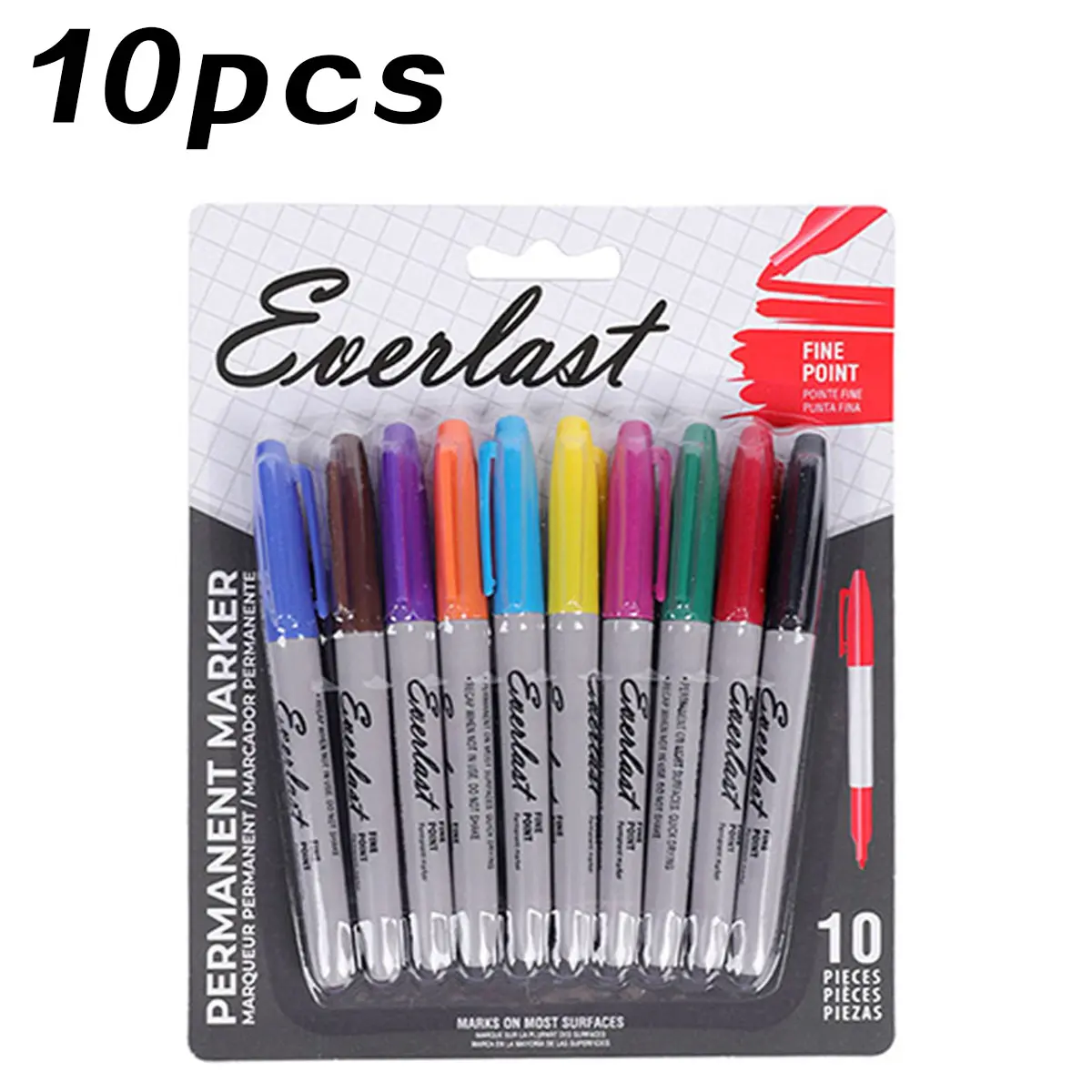 Set of 10 Fine Point Permanent Markers, and Colorful, Non-Toxic Fast-Drying, Ideal for Classroom, Office, Home, Art, Crafts, Coloring Supplies, Art Supplies, Stationery Supplies