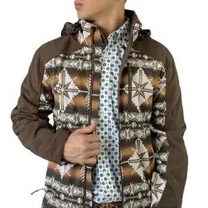 POWDER RIVER DARK BROWN PRINTED AZTEC SOFTSHELL JACKET PRM092RZY6