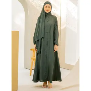 Hayat Pleated Abaya - Emerald