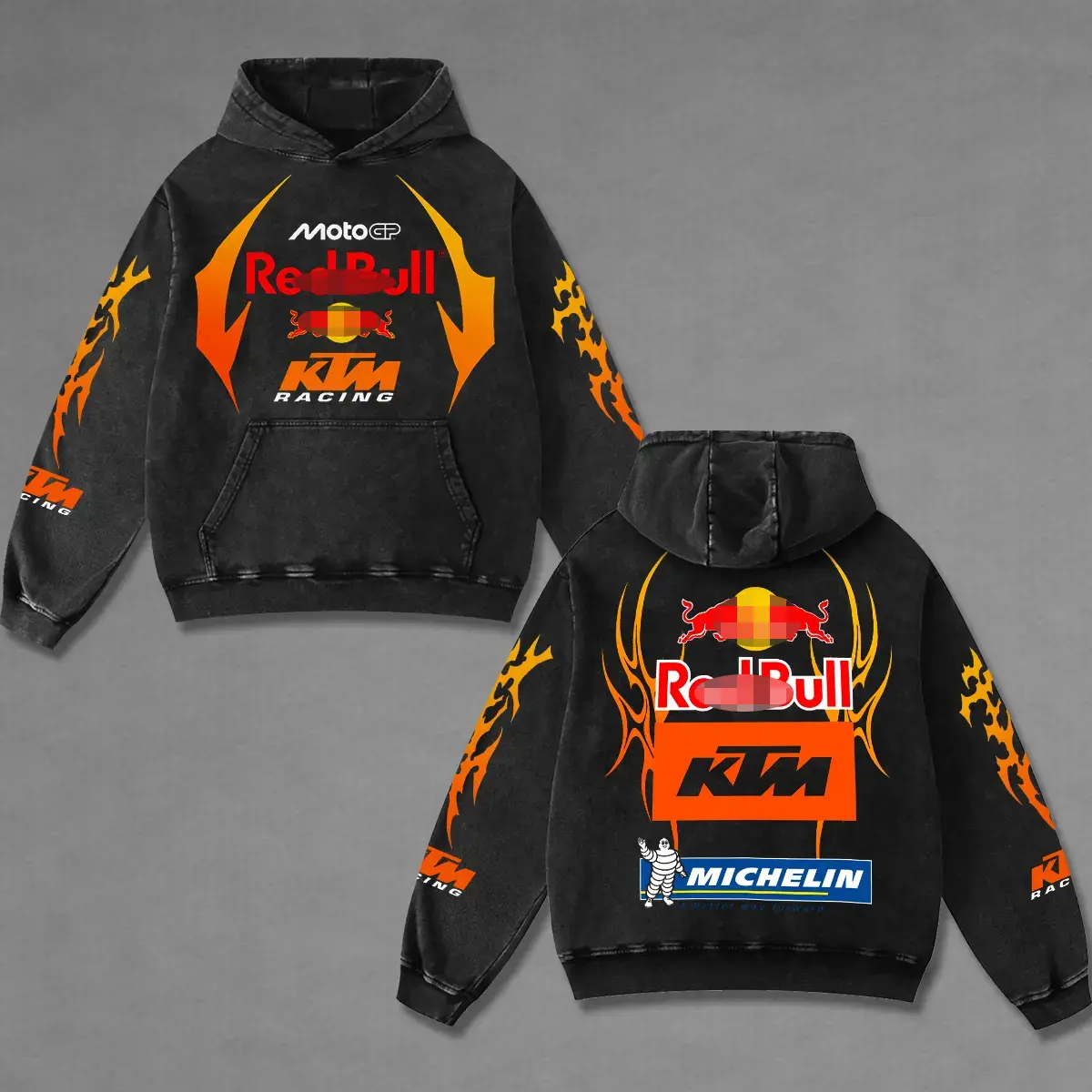 Redbull x KTM Racing Washed Hoodie Vintage Motorcycle, Motor Speed Racing Sportbike Graphic Merch, Acid Washed Streetwear Clothing, Unisex Dirt Bike Racing Hoodie, Vintage Motorsport Hoodie, Speed Culture Men's Wear, Designed for Biker