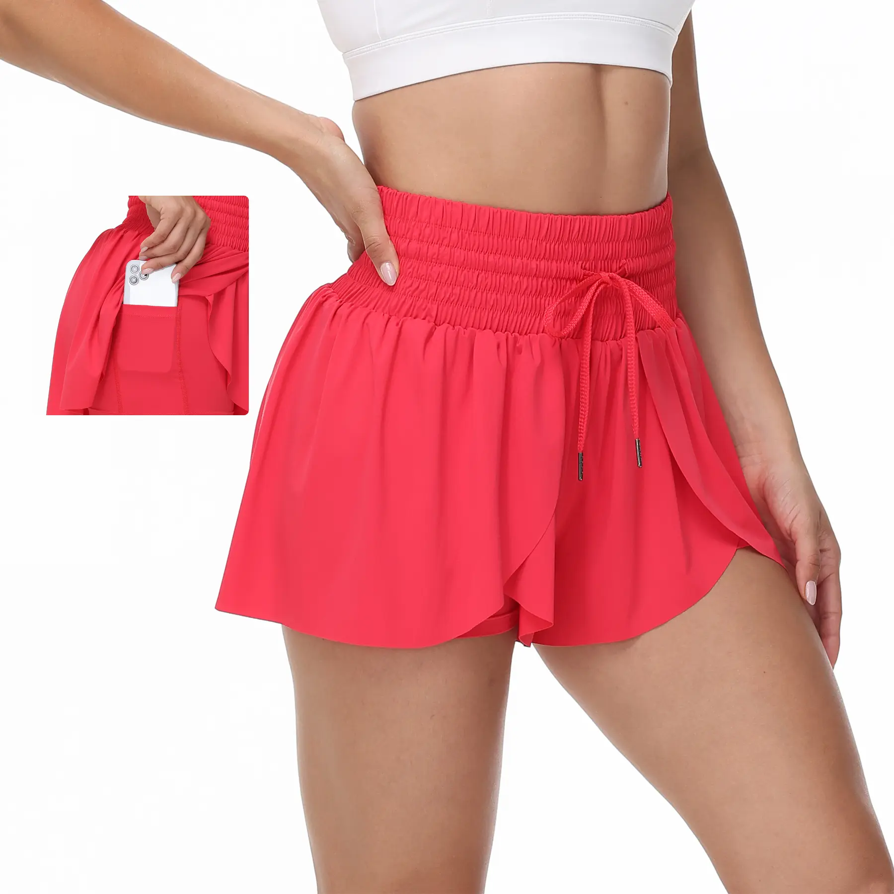 Flowy Athletic Gym Yoga Workout Running High Waisted Shorts for Women Active Wear Spandex with Pockets Drawstring Biker Bike 2 in 1 Tennis Golf Skirt Cheer Dance Lounge Skort Cute Comfy Teen Girls Trendy Clothes Casual Summer Swim Beach Outfits