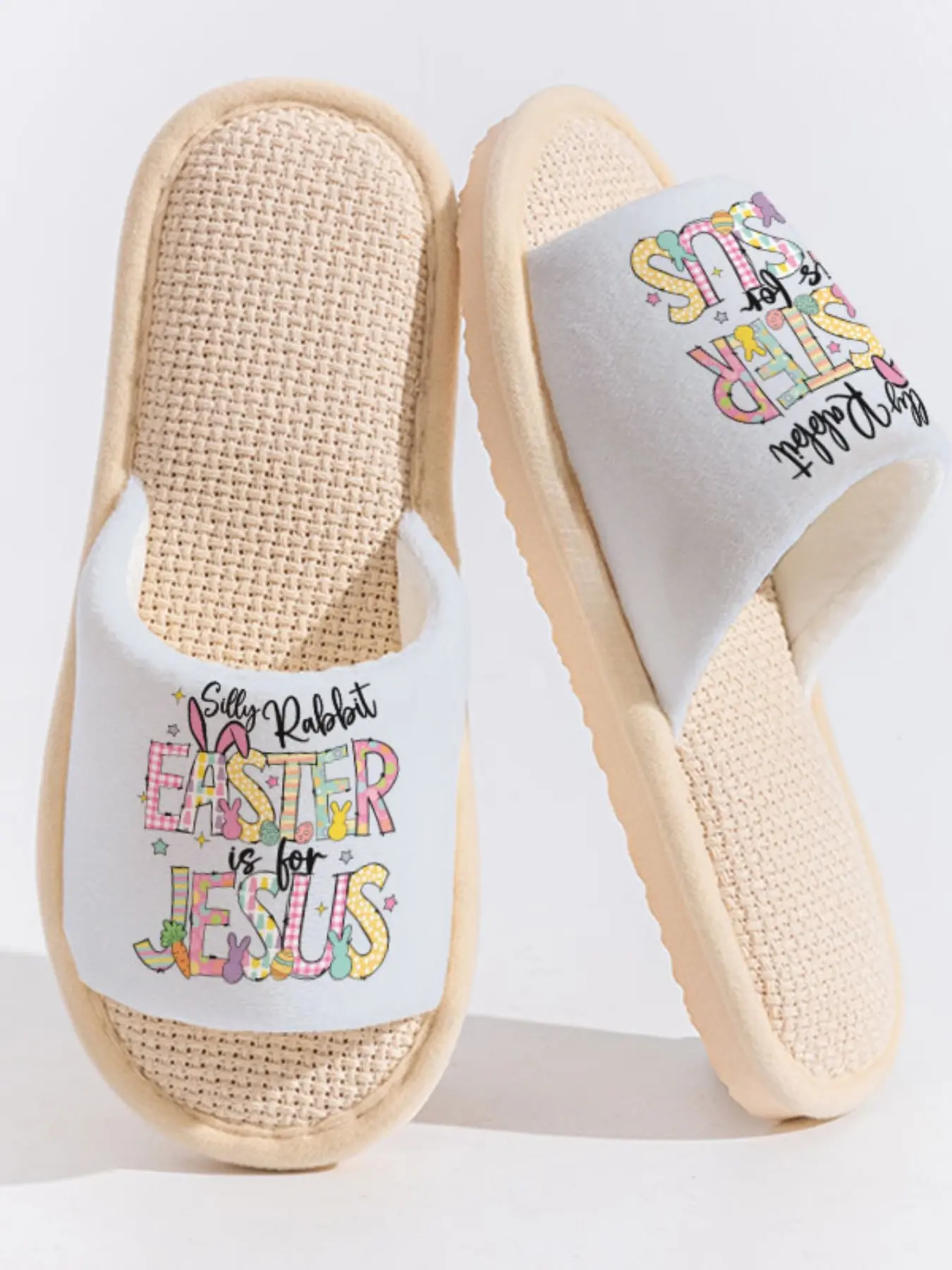 Easter Bunny "Silly Rabbit EASTER is for JESUS" Funny Slippers Cloud-Feeling Playful Festive Style Indoor Outdoor Must-Have